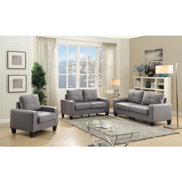 Versatile Gray Casual Loveseat With Track Arms