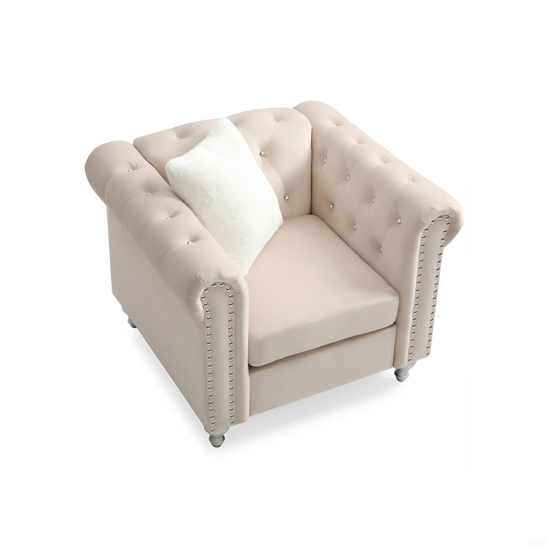Stylish Single-Seater Beige Armchair