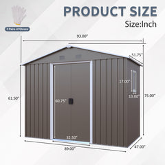 8ft x 4ft Outdoor Metal Storage Shed With window and metal foundation,Gray