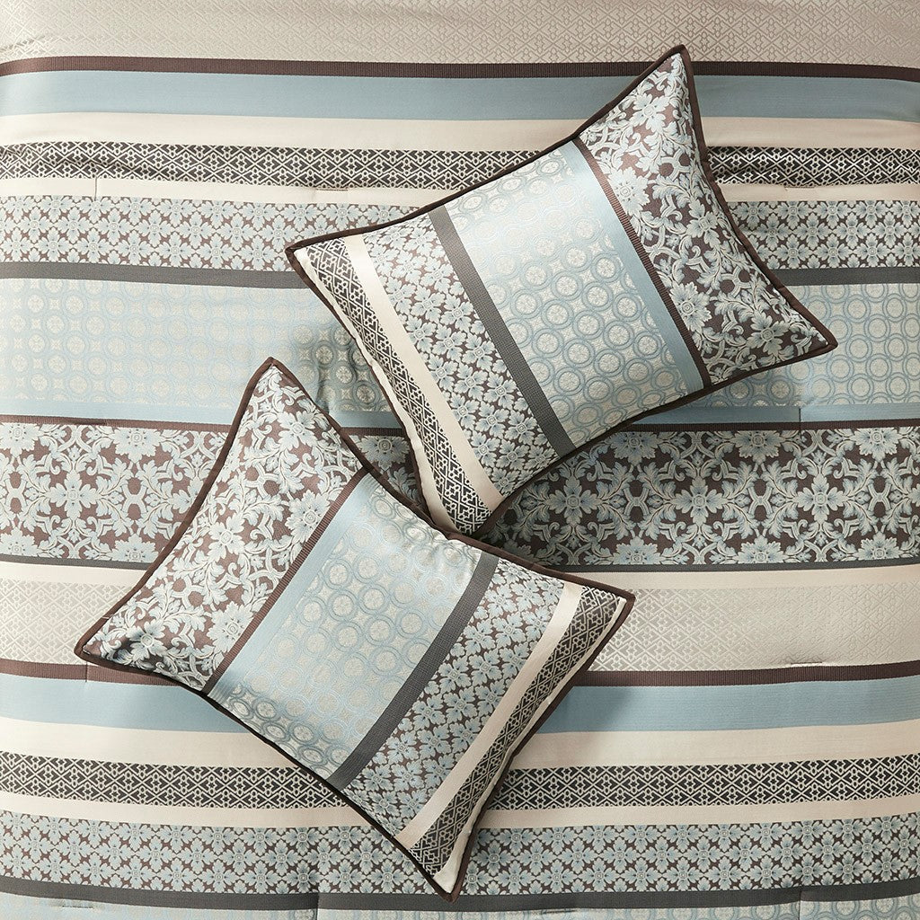 7 Piece Comforter Set Blue King