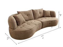 WKS7C Camel color modular sofa, durable fabric fabric, solid wood frame, high density sponge padding, seating for 4 people, suitable for any living space