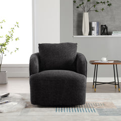 30.3"W Boucle Upholstered Swivel Accent Barrel Chair and Comfy Round Accent Single Sofa Chair, 360 Degree Club Bucket Chair, Lounge Armchair for Living Room Bedroom Nursery. Charcoal