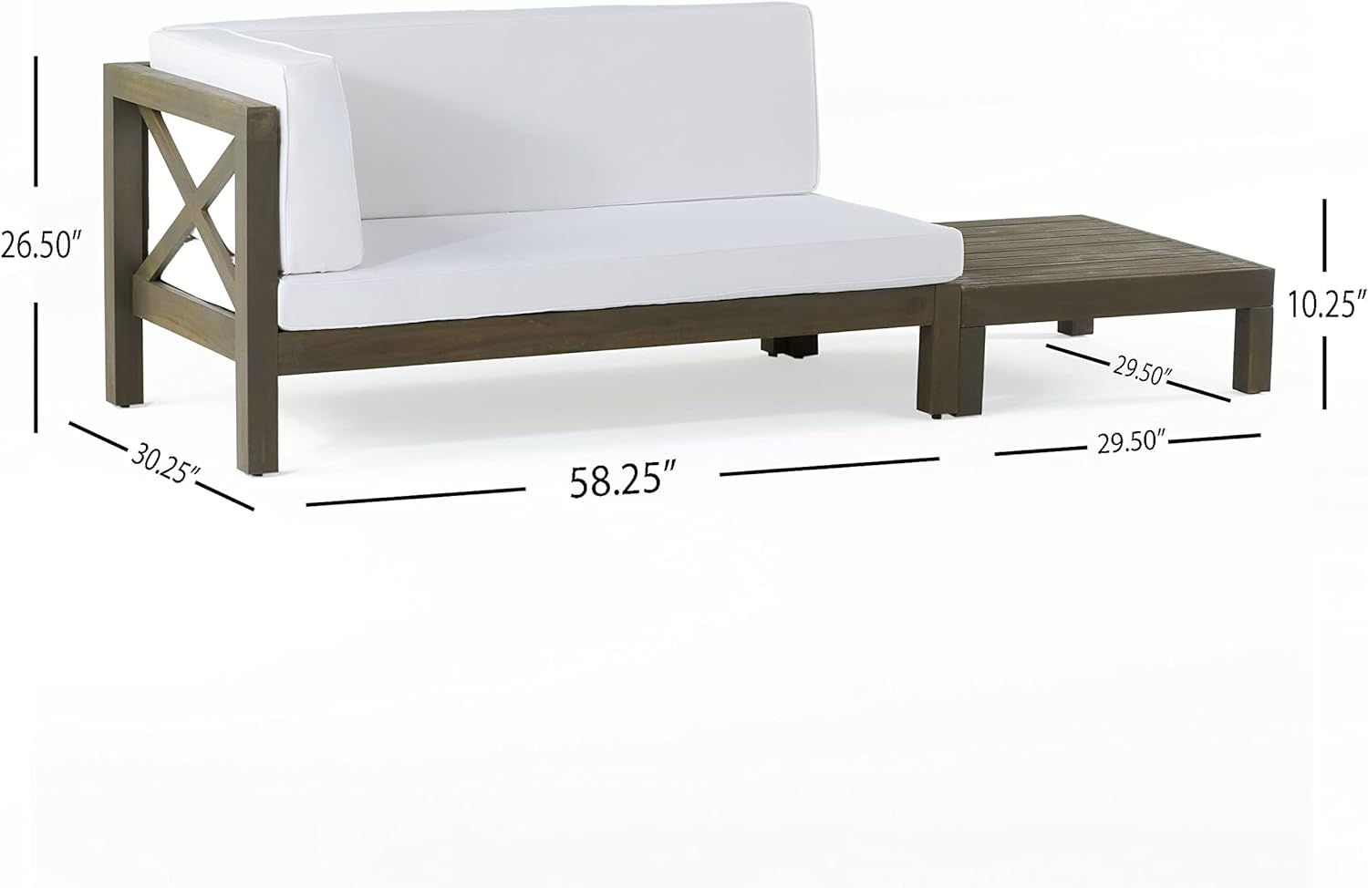 BRAVA X-BACK CORNER BENCH-L WITH COFFEE TABLE , WHITE