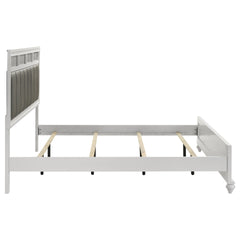Talia White and Grey Upholstered Eastern King Panel Bed