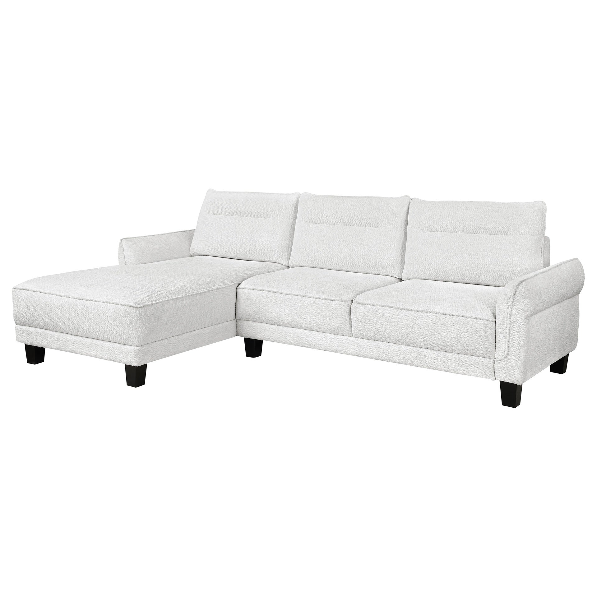 Granholm White Upholstered Curved Arm Sectional Sofa