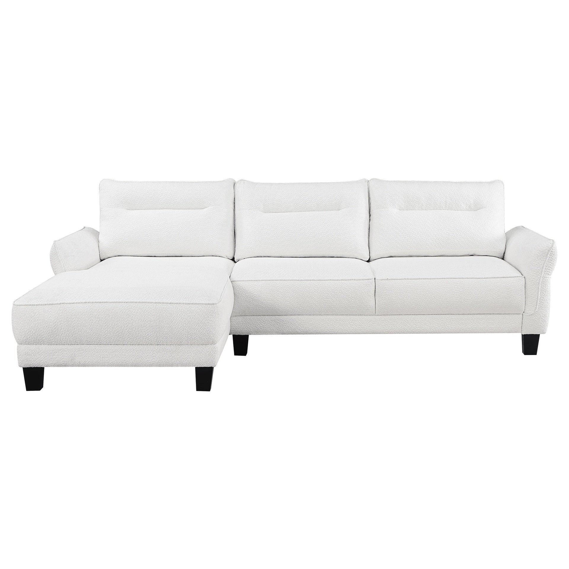 Granholm White Upholstered Curved Arm Sectional Sofa
