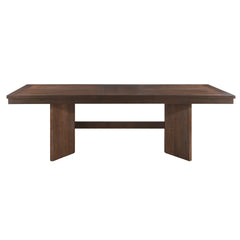 Walnut Finish Modern Dining Set 5pc Table with Self-Storing Extension Leaf and 4 Chairs Upholstered Wooden Furniture