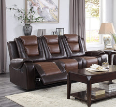 Modern Luxury Living Room Sofa Set 2pc Reclining Sofa Loveseat Formal Furniture Premium Faux Leather Upholstery Comfortable Two-Tone Brown Finish