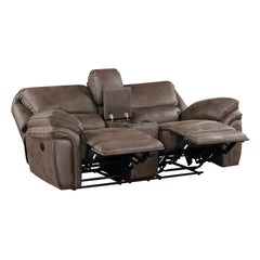 Plush Modern Design Living Room Reclining Loveseat Brown Microfiber Upholstery Solid Wood Frame Furniture 1pc