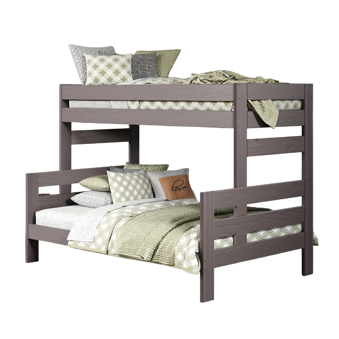 Gray Finish Rustic Bunk Bed Plank Wood Design Ladder And Brazilian Pine