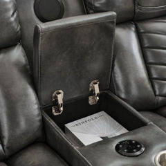 MS Power M073 32 2 Pieces Power Reclining Sofa Sets,Technical leather Power reclining Loveseat Power recliner w/ wireless charger / LED strip for Living Room,Grey