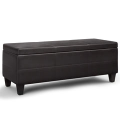 Avalon 44 inch Wide Lift Top Rectangular Storage Ottoman in Tanners Brown Vegan Leather