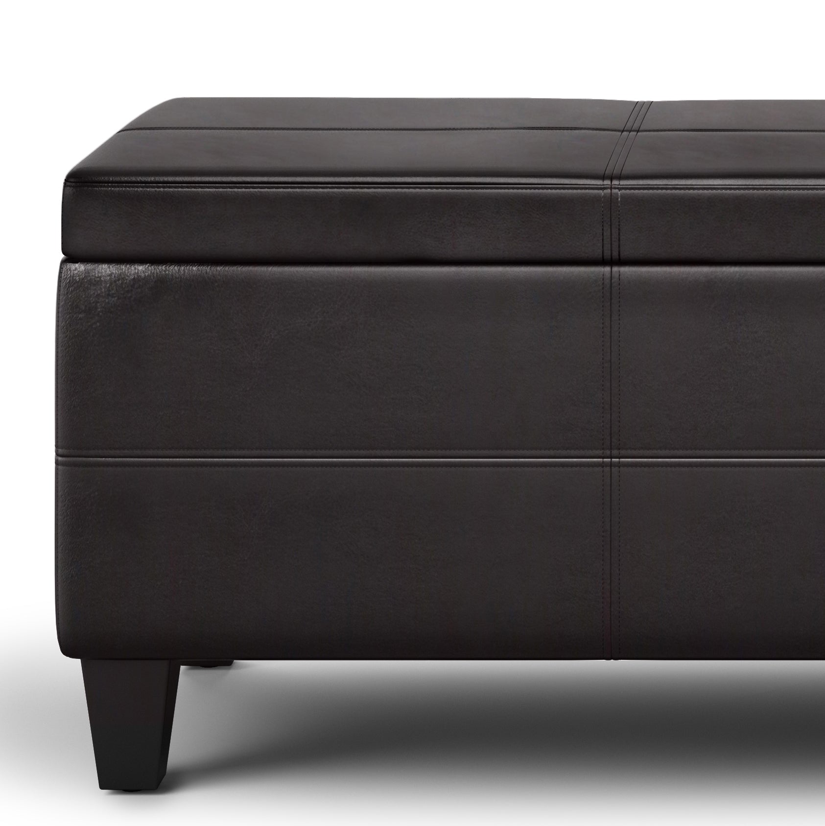 Avalon 44 inch Wide Lift Top Rectangular Storage Ottoman in Tanners Brown Vegan Leather