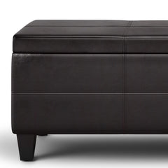 Avalon 44 inch Wide Lift Top Rectangular Storage Ottoman in Tanners Brown Vegan Leather