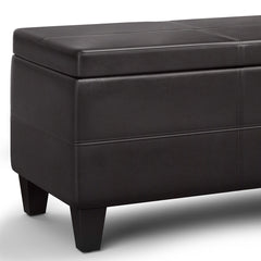Avalon 44 inch Wide Lift Top Rectangular Storage Ottoman in Tanners Brown Vegan Leather