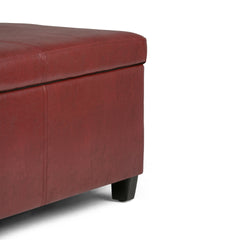 Avalon 48 inch Wide Storage Ottoman Bench in Red Vegan Leather