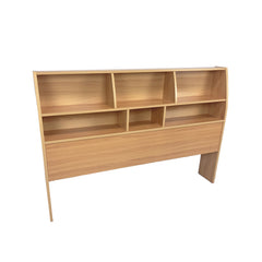 Bookcase headboard Full size free standing with dust panel two shelves with five divided cubbies Beech color