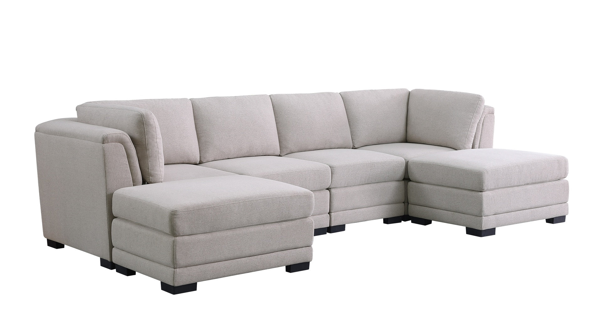 Kristin 121.5" Light Gray Linen Fabric Reversible Sectional Sofa with 2 Ottomans