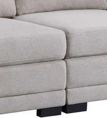 Kristin 121.5" Light Gray Linen Fabric Reversible Sectional Sofa with 2 Ottomans