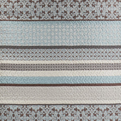 5 Piece Reversible Jacquard Bedspread Set Blue King