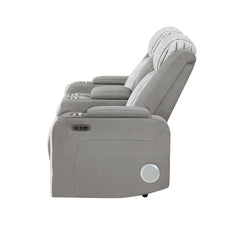 Duran Grey Power Reclining loveseat with Power Headrest, LED and Bluetooth Speaker