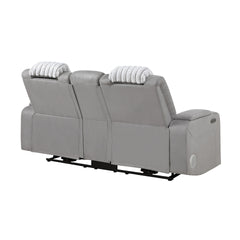 Duran Grey Power Reclining loveseat with Power Headrest, LED and Bluetooth Speaker