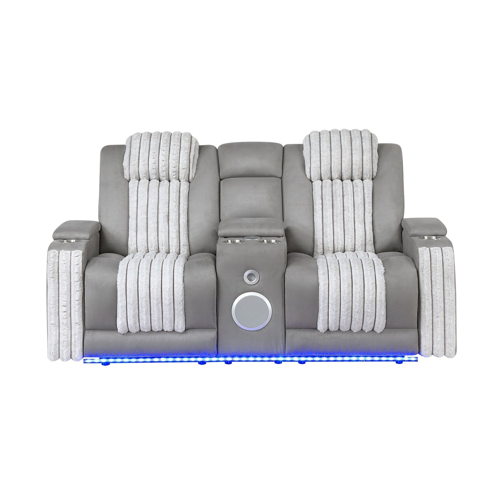 Duran Grey 3PC Power Reclining Sofa-Loveseat and Recliner with Power Headrest, LED and more