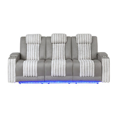 Duran Grey 2PC Power Reclining Sofa and Loveseat with Power Headrest, LED and more