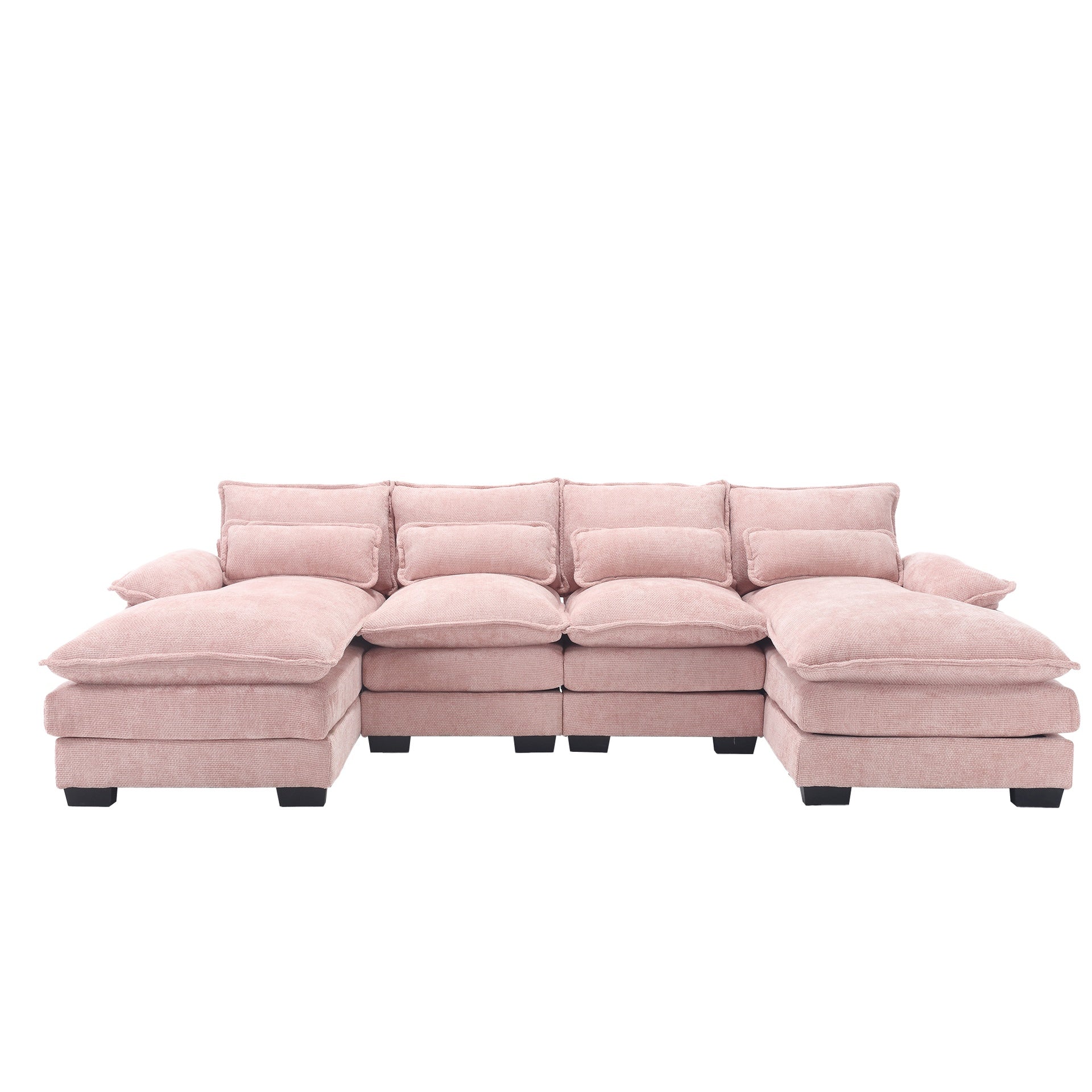 UNITED WE WIN Chenille, high quality sponge filling, solid wood frame, oversized four-seater, U-shaped combination sofa