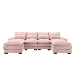 UNITED WE WIN Chenille, high quality sponge filling, solid wood frame, oversized four-seater, U-shaped combination sofa
