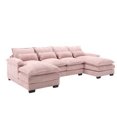 UNITED WE WIN Chenille, high quality sponge filling, solid wood frame, oversized four-seater, U-shaped combination sofa