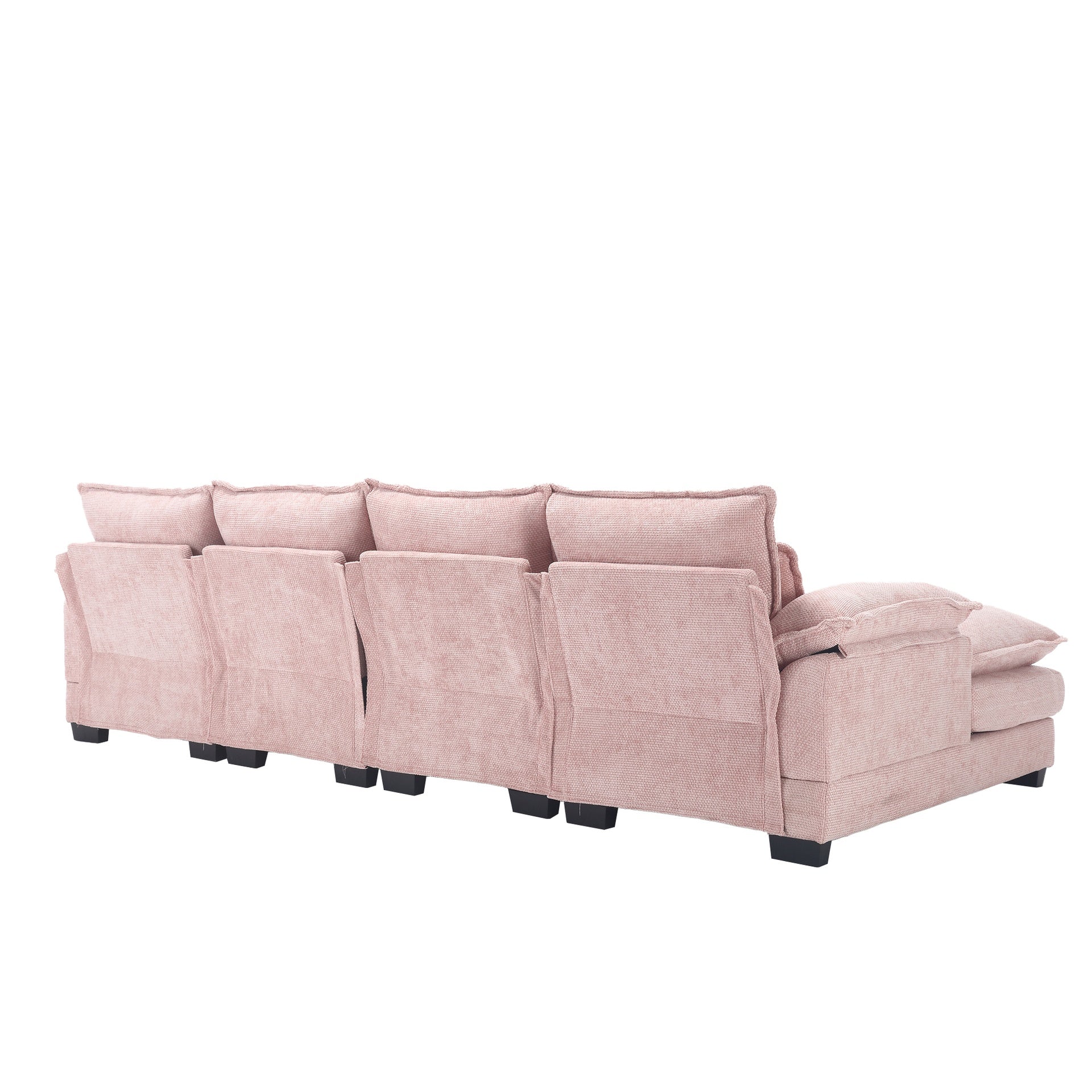 UNITED WE WIN Chenille, high quality sponge filling, solid wood frame, oversized four-seater, U-shaped combination sofa