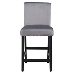 5-piece Counter Height Dining Table Set with One Faux Marble Top Dining Table and Four Velvet-Upholstered Chairs,Grey