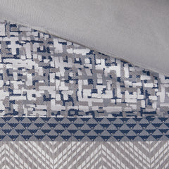 7 Piece Jacquard Comforter Set Navy Queen