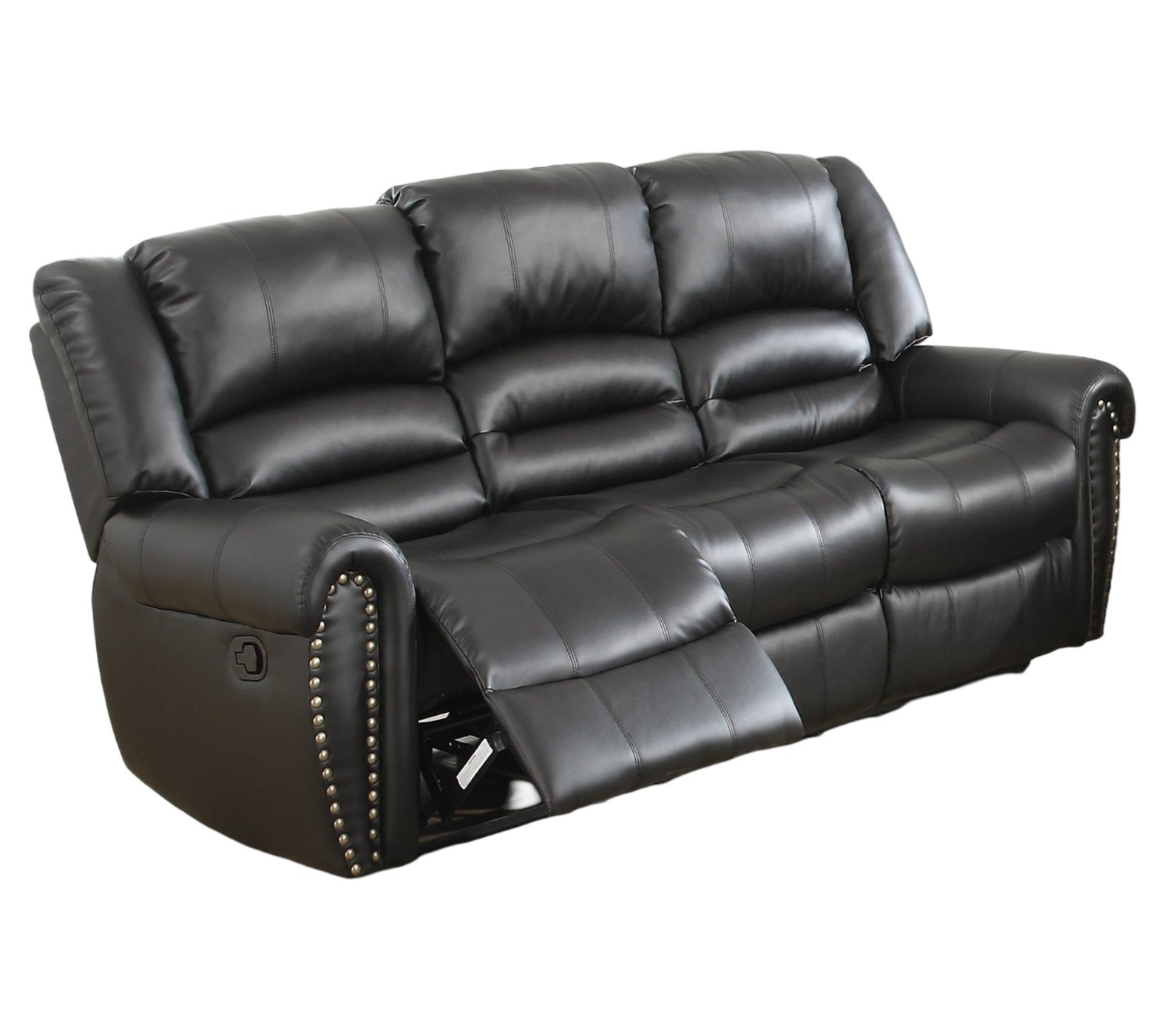 Modern 2pc Living Room Set 1x Sofa 1x Recliner Black Finish Horizontal And Light Vertical Tufting Primary Living Room Furniture