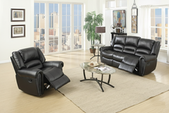 Modern 2pc Living Room Set 1x Sofa 1x Recliner Black Finish Horizontal And Light Vertical Tufting Primary Living Room Furniture