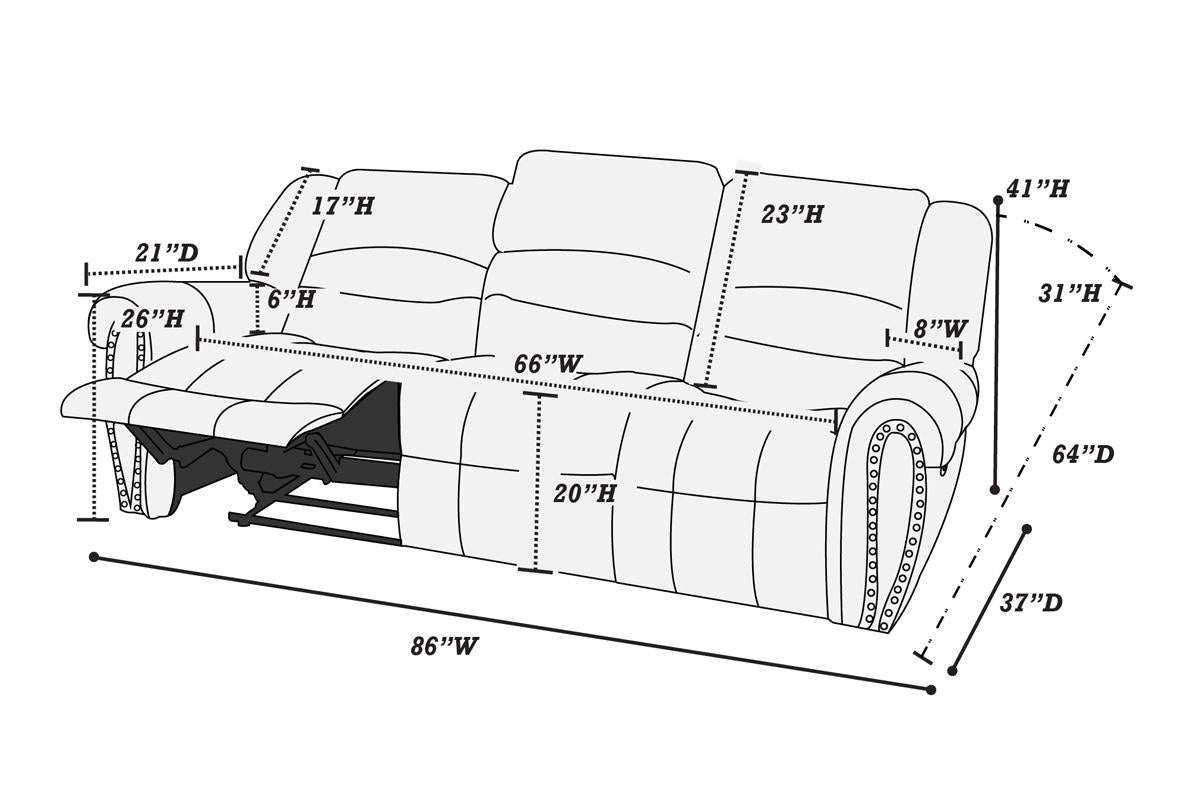 Modern 2pc Living Room Set 1x Sofa 1x Recliner Black Finish Horizontal And Light Vertical Tufting Primary Living Room Furniture