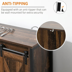 HOMCOM Industrial Sideboard Buffet Cabinet, Coffee Bar Cabinet, Kitchen Cabinet with Sliding Barn Doors, Storage Cabinets and Adjustable Shelves for Living Room, Home Bar, Rustic Brown