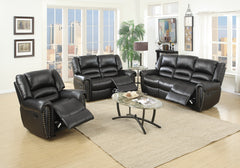 Modern Contemporary Style 3pc Living Room Set 1x Sofa 1x Loveseat 1x Chair Nailhead Trim Horizontal And Light Vertical Tufting Black Finish Primary Living Room Furniture