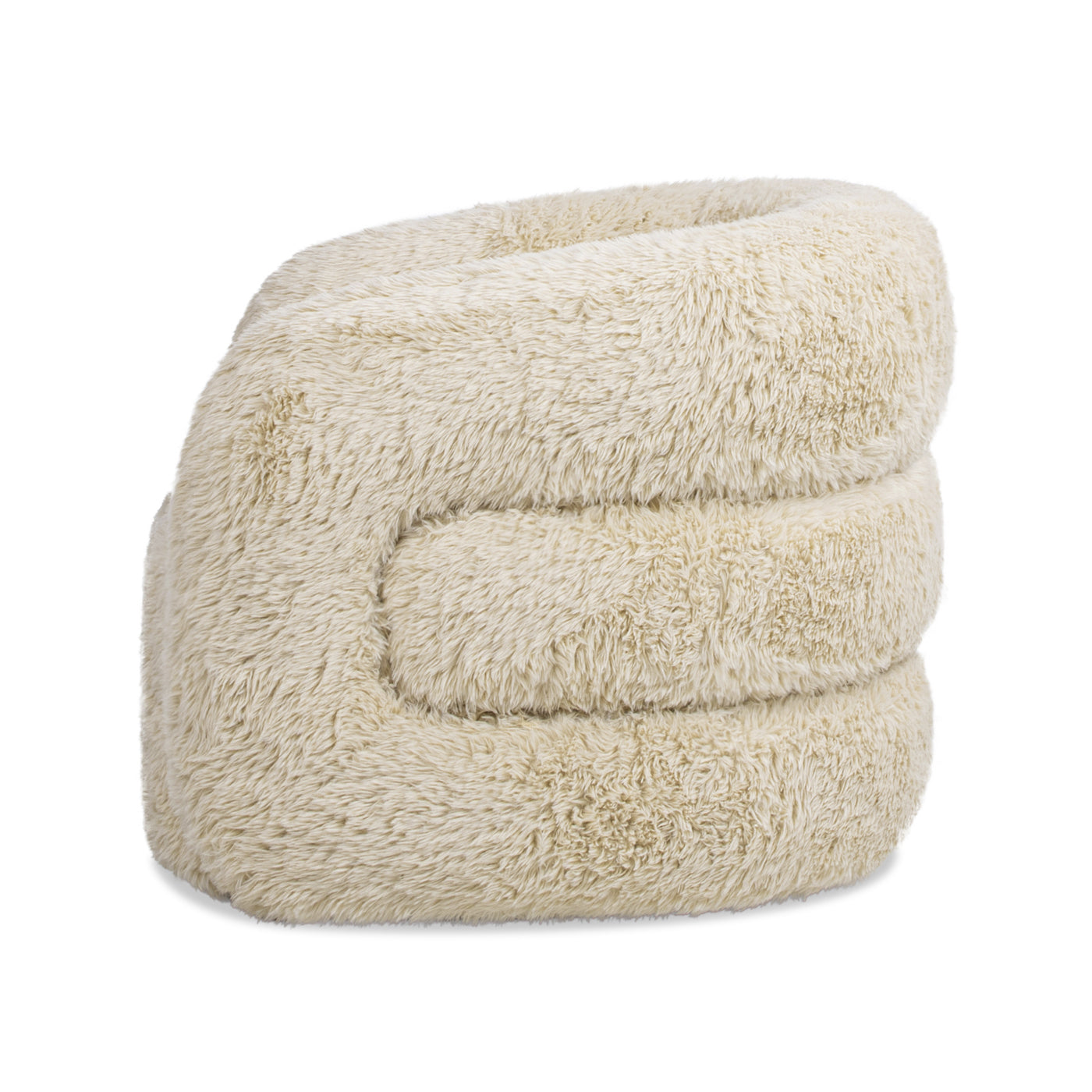 Colt 33" Fur Swivel Upholstered Barrel Accent Arm Chair, Cream Beige Faux Fur