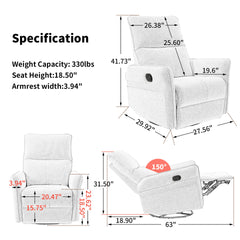 PU Rocking Recliner Chair,360° Swivel Nursery Rocking Chair,Glider Chair,Modern Small Rocking Swivel Recliner Chair for Bedroom,Living Room Chair Home Theater Seating,Side Pocket(Brown+360° Swivel)
