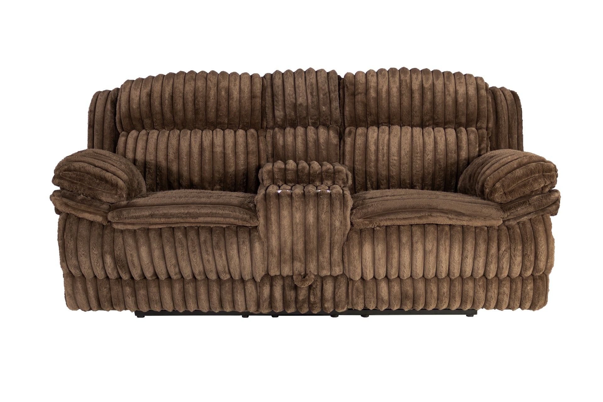 Manual Motion Loveseat Recliner Fur-Like Corduroy in Chocolate
