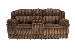 Manual Motion Loveseat Recliner Fur-Like Corduroy in Chocolate