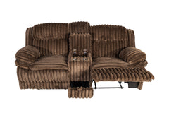 Manual Motion Loveseat Recliner Fur-Like Corduroy in Chocolate
