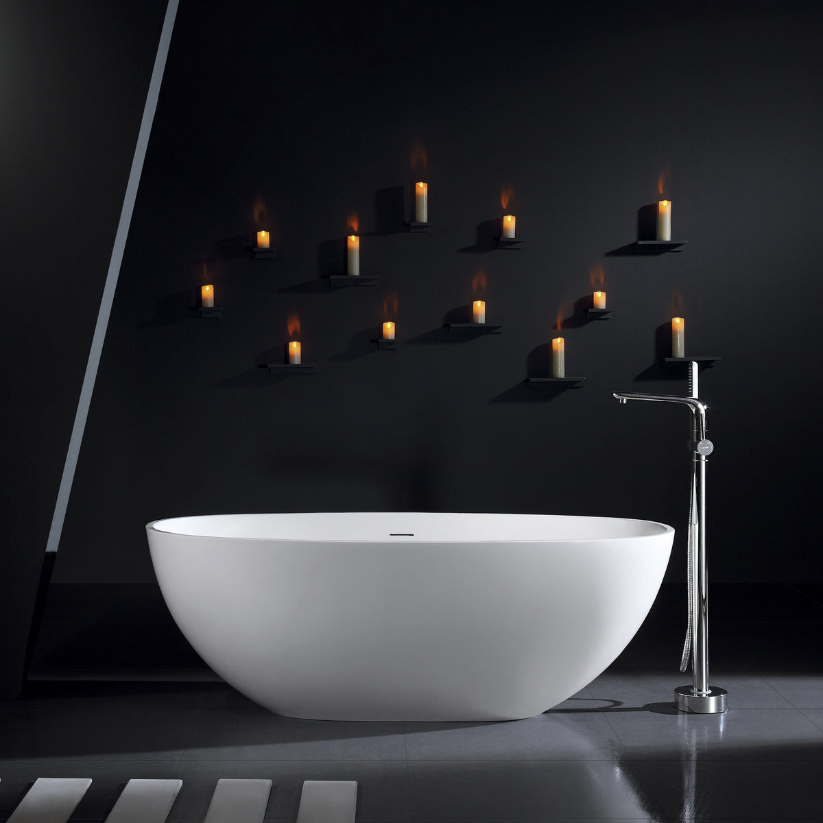 65.2 inch freestanding solid surface soaking bathtub for bathroom