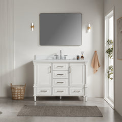 Fully Assembled 48'' Freestanding Single Bathroom Vanity with 2 Handle Sets