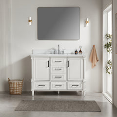Fully Assembled 48'' Freestanding Single Bathroom Vanity with 2 Handle Sets