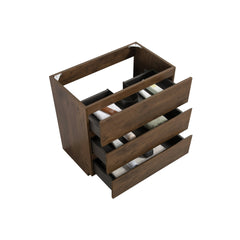 Alice-30F-105,Floor cabinet WITHOUT basin, Walnut color, With three drawers, Pre-assembled