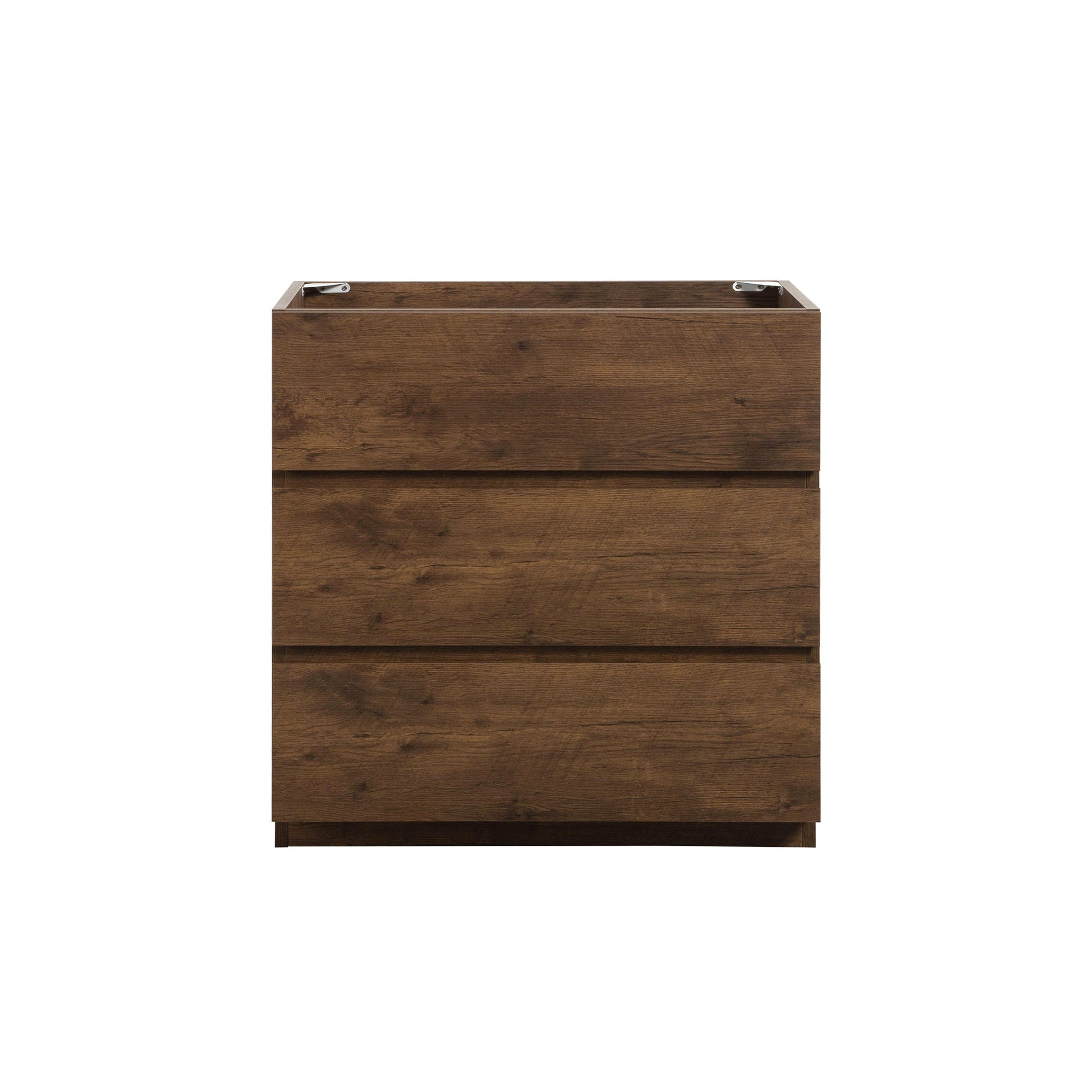 Alice-30F-105,Floor cabinet WITHOUT basin, Walnut color, With three drawers, Pre-assembled