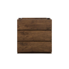 Alice-30F-105,Floor cabinet WITHOUT basin, Walnut color, With three drawers, Pre-assembled